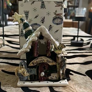 Heather Goldminc Rudolph's  Place Candle House CL20007 Blue Sky Christmas